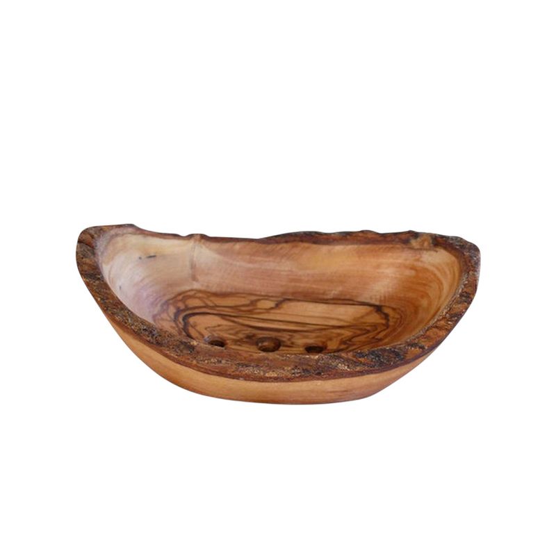 Håndlaget Såpefat m/Dreneringsspor - Oliventre (12 cm)