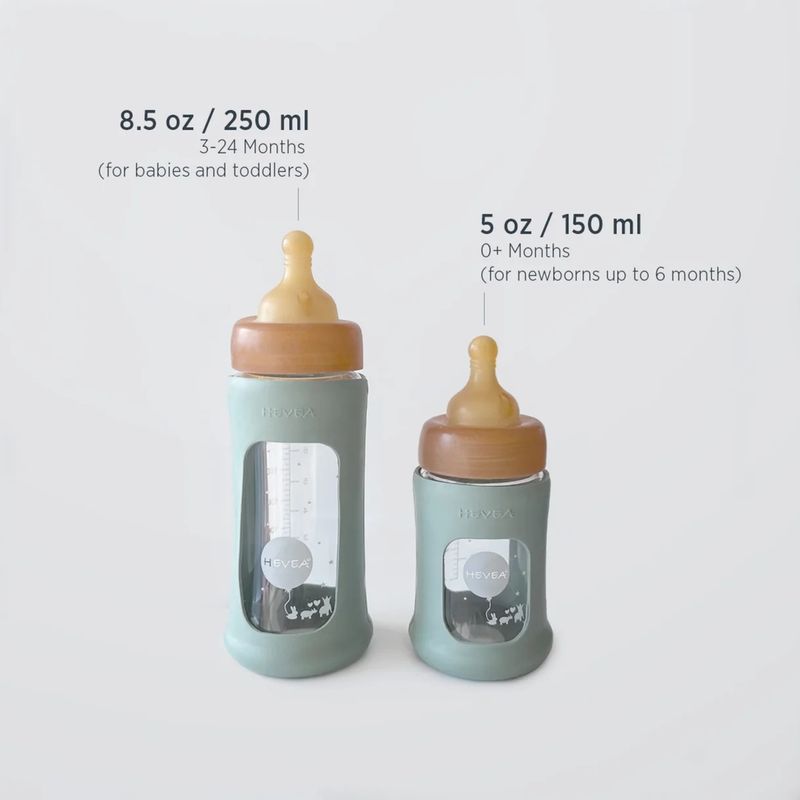 Tåteflaske 250 ml Sand - Glass & Naturgummi | Hevea