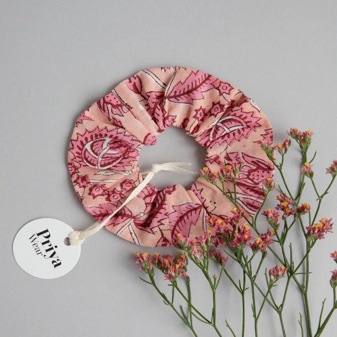 Hovedbilde Hårscrunchie i Økologisk Bomull - Korall