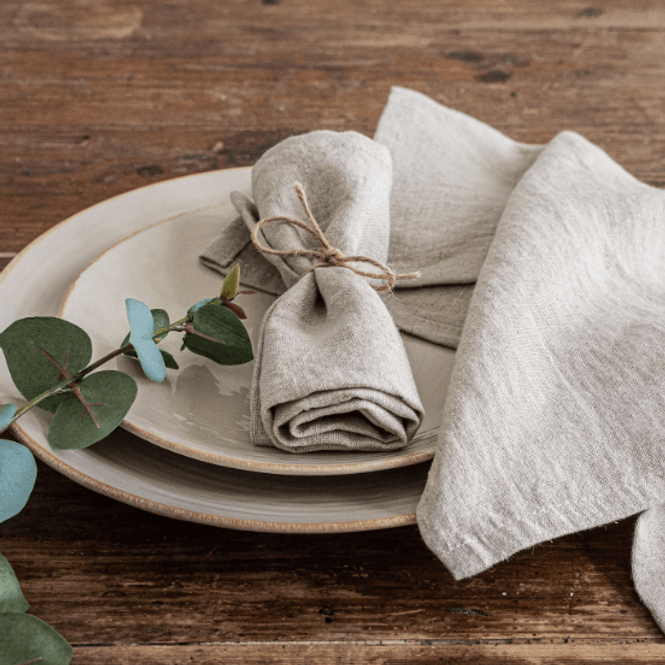 Hovedbilde Linservietter - Natural beige (4-pk)